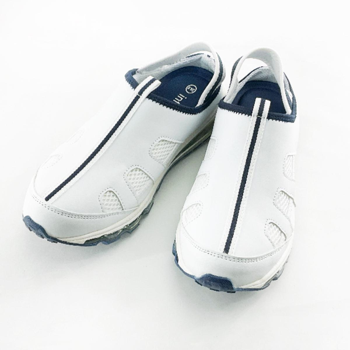 バックバンド 2WAY クッションフルエアーシューズ 看護師 介護士 24.0cm ホワイトxネイビー拍卖