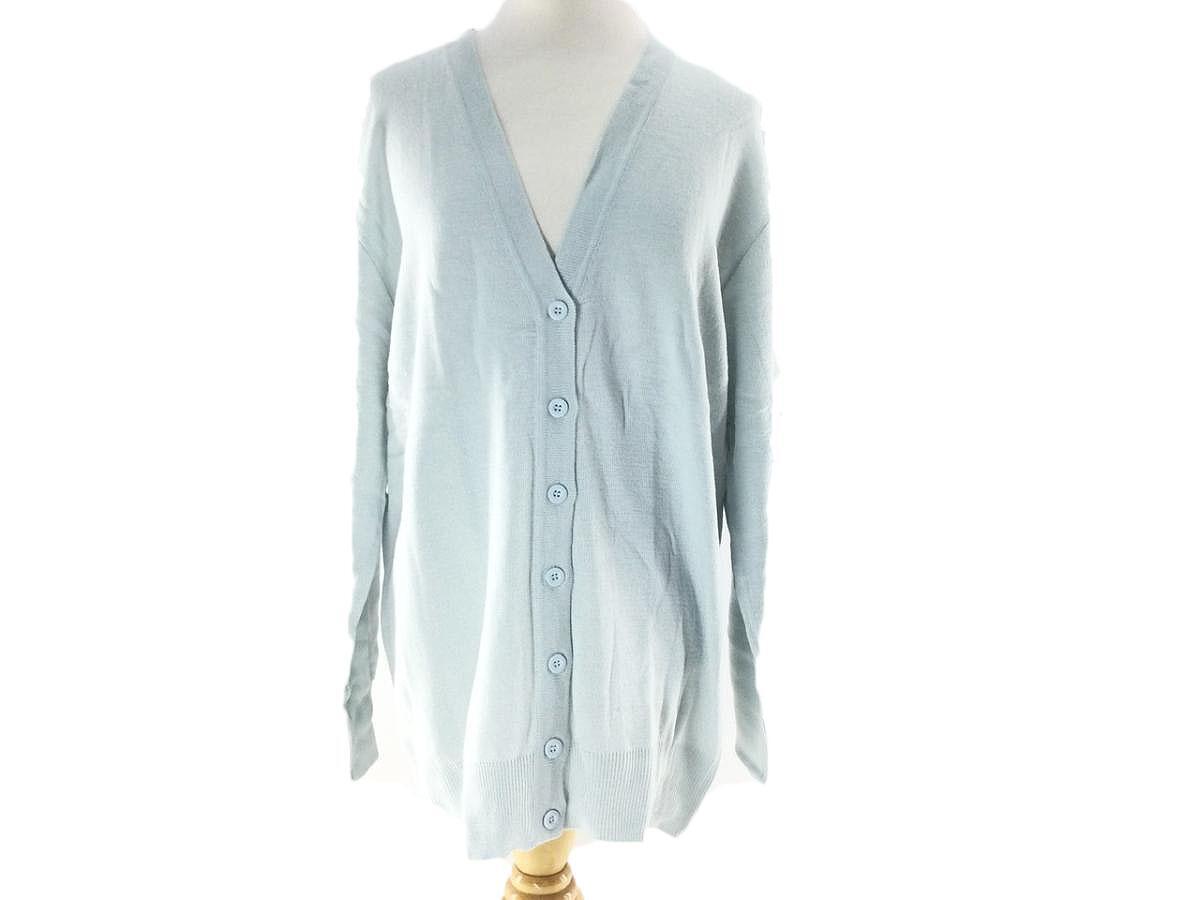 ナースカーディガン ロング丈 ウール混 医療用 看護師 介護士 LL サックス拍卖