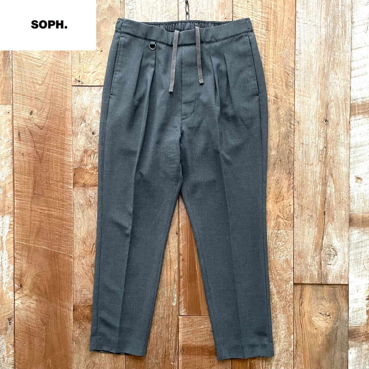 【極美品】SOPHNET. ソフネット 2プリーツ 2タック テーパード イージー スラックス パンツ S チャコールグレー拍卖