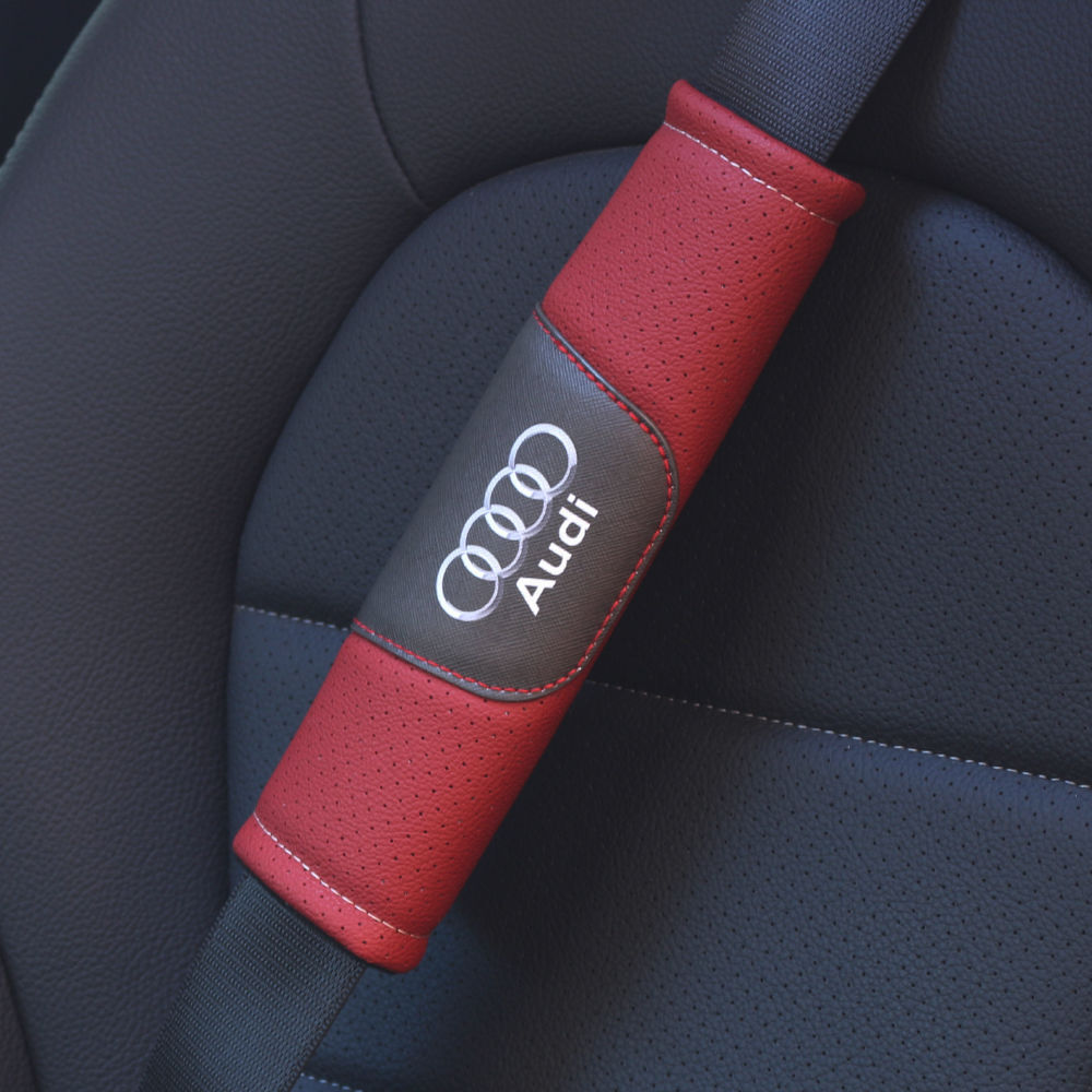アウディ シートベルトパッド 2枚セット 高質感のレザー素材 LOGO 付 AUDI A1 A3 A4 A5 A6 A7 A8 Q2 Q3 Q5 Q7 Q8 e-tron TT 3色選択可拍卖