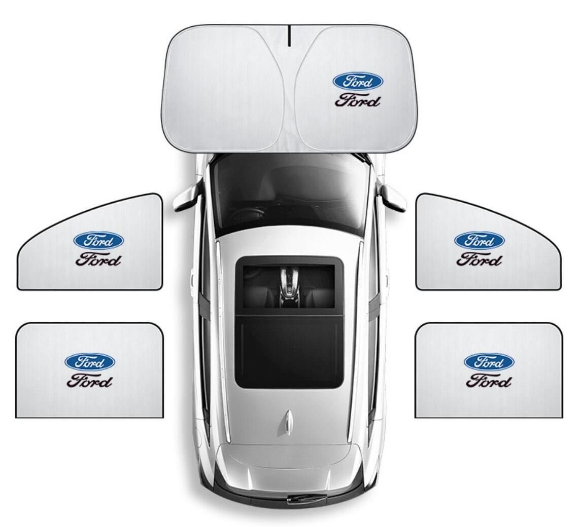 ★激レア★フォード ロゴ フロントガラス サンシェード 車窓遮 磁石式車用カーテン 簡単取り付け★5枚セット★収納袋付★拍卖
