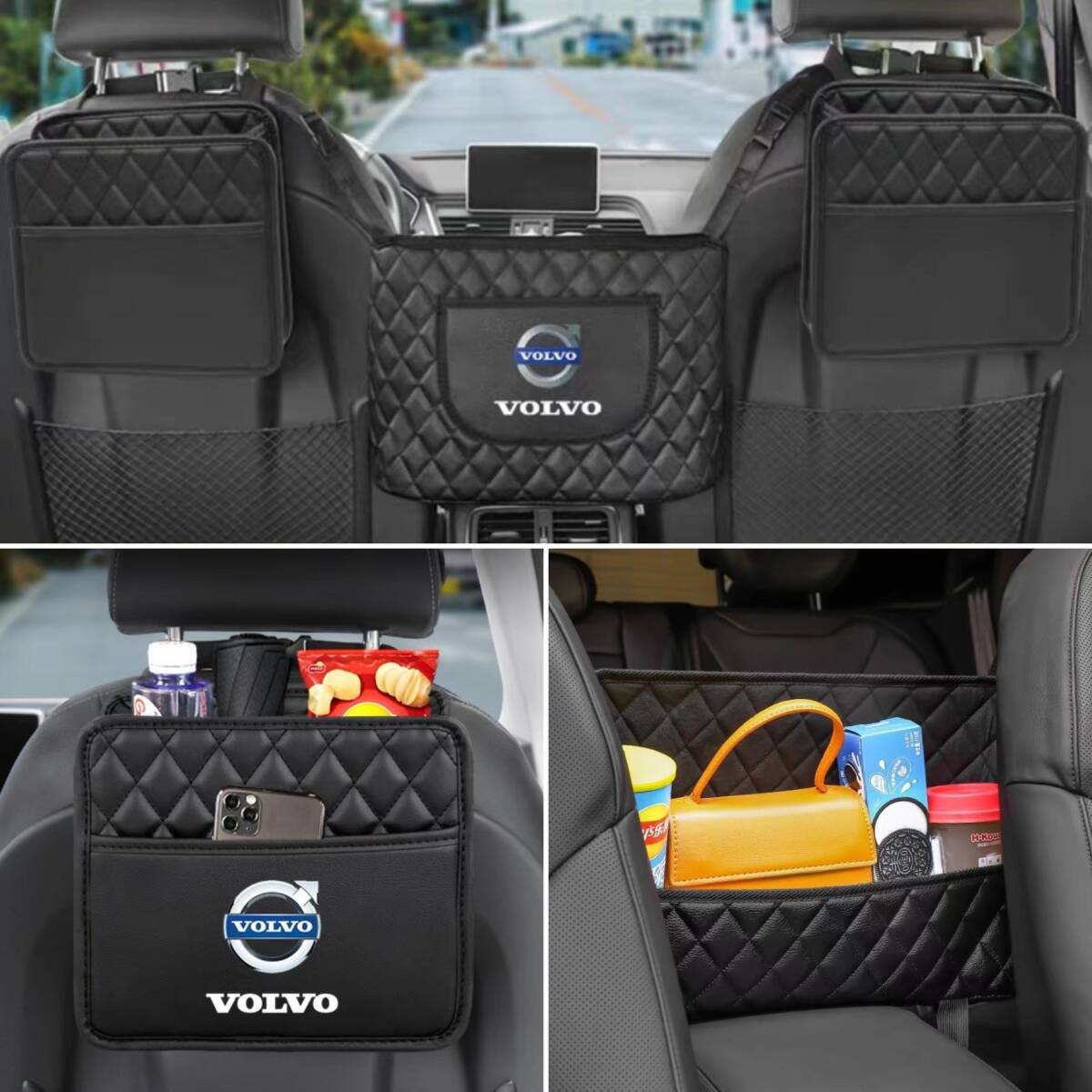即決 3点セット Volvo ボルボ シートバックポケット ヘッドレスト 収納 S60/V60/V70/V40/V90/XC40/XC60/クロスカントリー拍卖