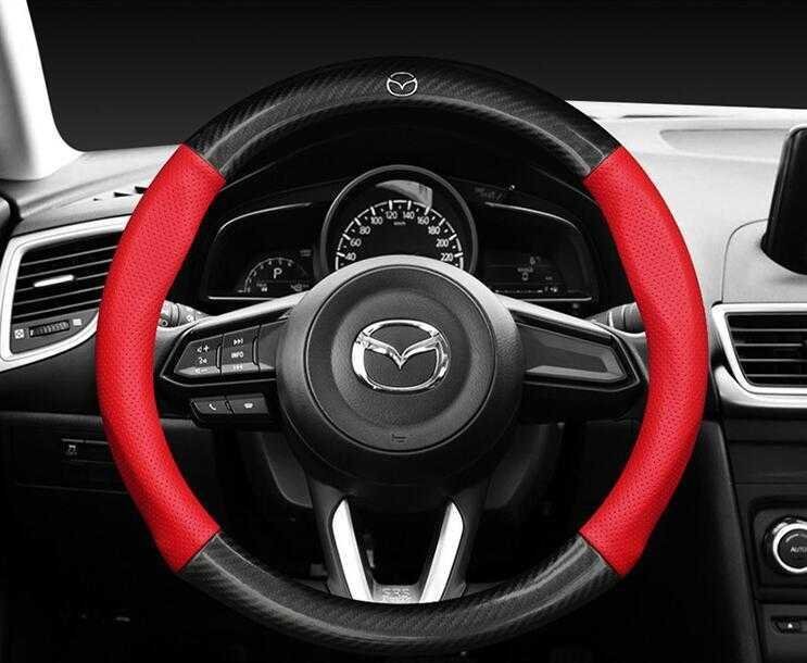 ★新品★マツダ ハンドルカバー★炭素繊維★ステアリングカバー 2色選択可拍卖