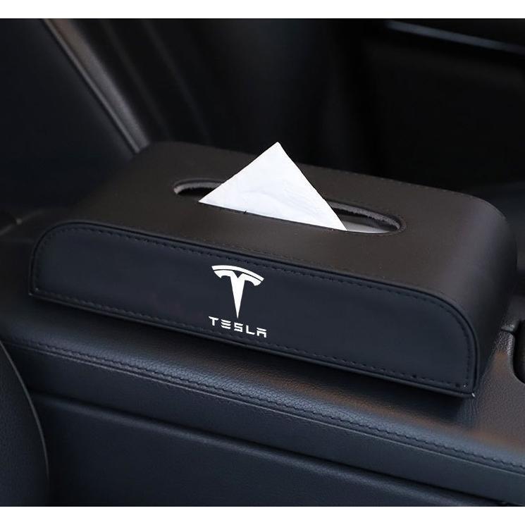 テスラ 車用ティッシュボックス PUレザー 高級ティッシュケース 磁石開閉 車内収納ケース 革 ブラック レッド 取り付け簡単 防水 カバー拍卖