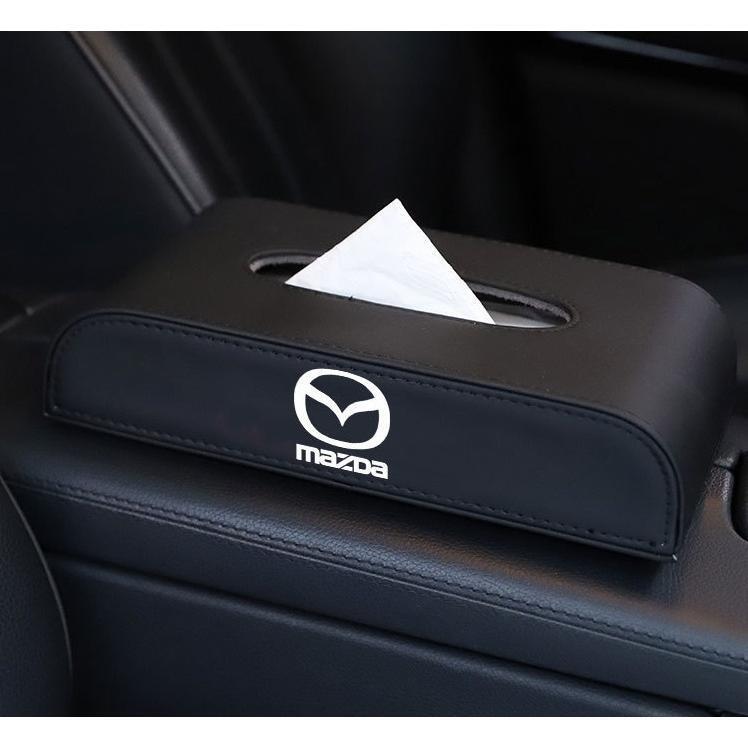 マツダ 車用ティッシュボックス PUレザー 高級ティッシュケース 磁石開閉 車内収納ケース 革 ブラック レッド 取り付け簡単 防水 カバー拍卖