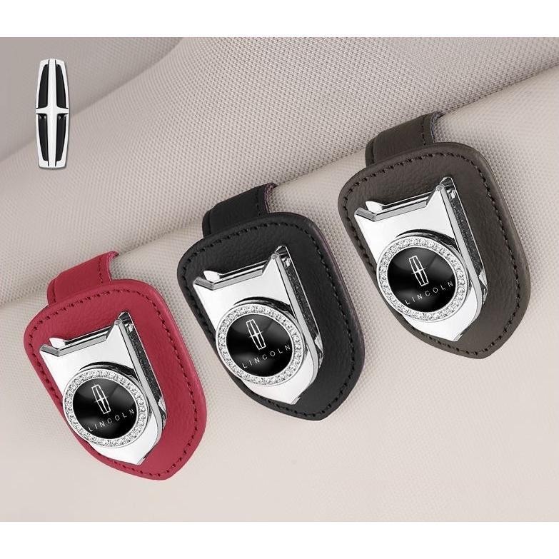 リンカーン 車載メガネクリップ サングラスクリップ メガネボックス 車用 4色選択可 クリップ式開閉 サンバイザー 人工ダイヤモンドエッジ拍卖