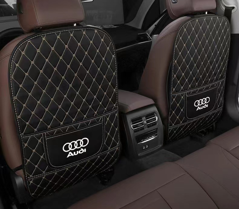 アウディ 後部座席収納 キックガード バックプロテクター キックマット 車用シートカバー シートバックポケット 蹴り防止●ブラック拍卖