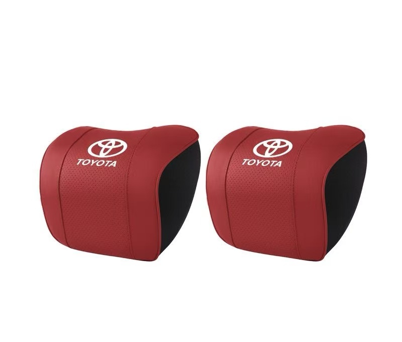 トヨタ 車用記憶 通気性弾性 ネックパッド レザー 首 ネック 2個 取付簡単 LOGO付 TOYOTA 4色選択可拍卖