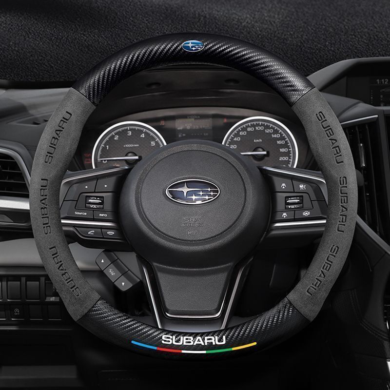 スバル ハンドルカバー スエード素材 ステアリングカバー 滑り止め 握りやすい O型 カーボン調 Sサイズ拍卖
