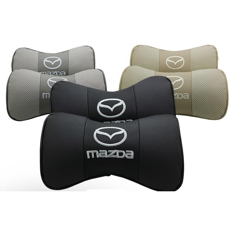 新作 マツダ 高級レザー 刺繍ロゴ入り ネックパッド ヘッドレスト 2個セット★3色選択★快適低反発クッション★長時間運転にも最適★拍卖