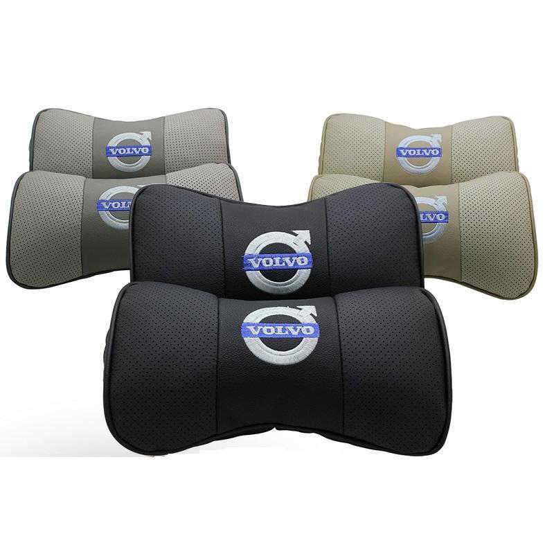 新作 ボルボ 高級レザー 刺繍ロゴ入り ネックパッド ヘッドレスト 2個セット★3色選択★快適低反発クッション★長時間運転にも最適★拍卖