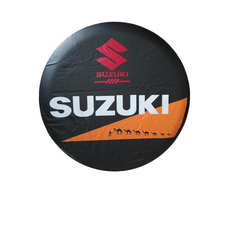 スズキ 車用スペアタイヤカバー ブラック防水防塵保護カバー 14インチ 15インチ 耐用 PVC 収納バッグソフトケースプロテクター拍卖