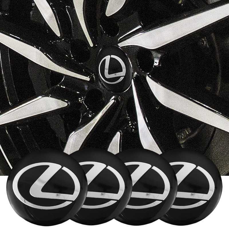 送料無料! レクサス LEXUS ステッカー ホイールキャップシール TOYOTA エンブレムロゴ センターバッジ ブラック 56mm 4枚拍卖