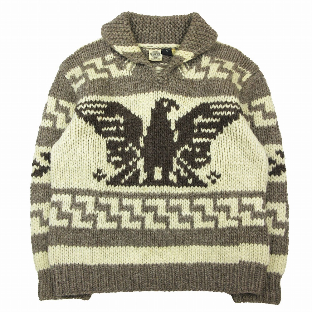 LORD BYRON サンダーバード カウチンニット セーター プルオーバー ショールカラー サイズM ベージュ メンズ 【中古】拍卖