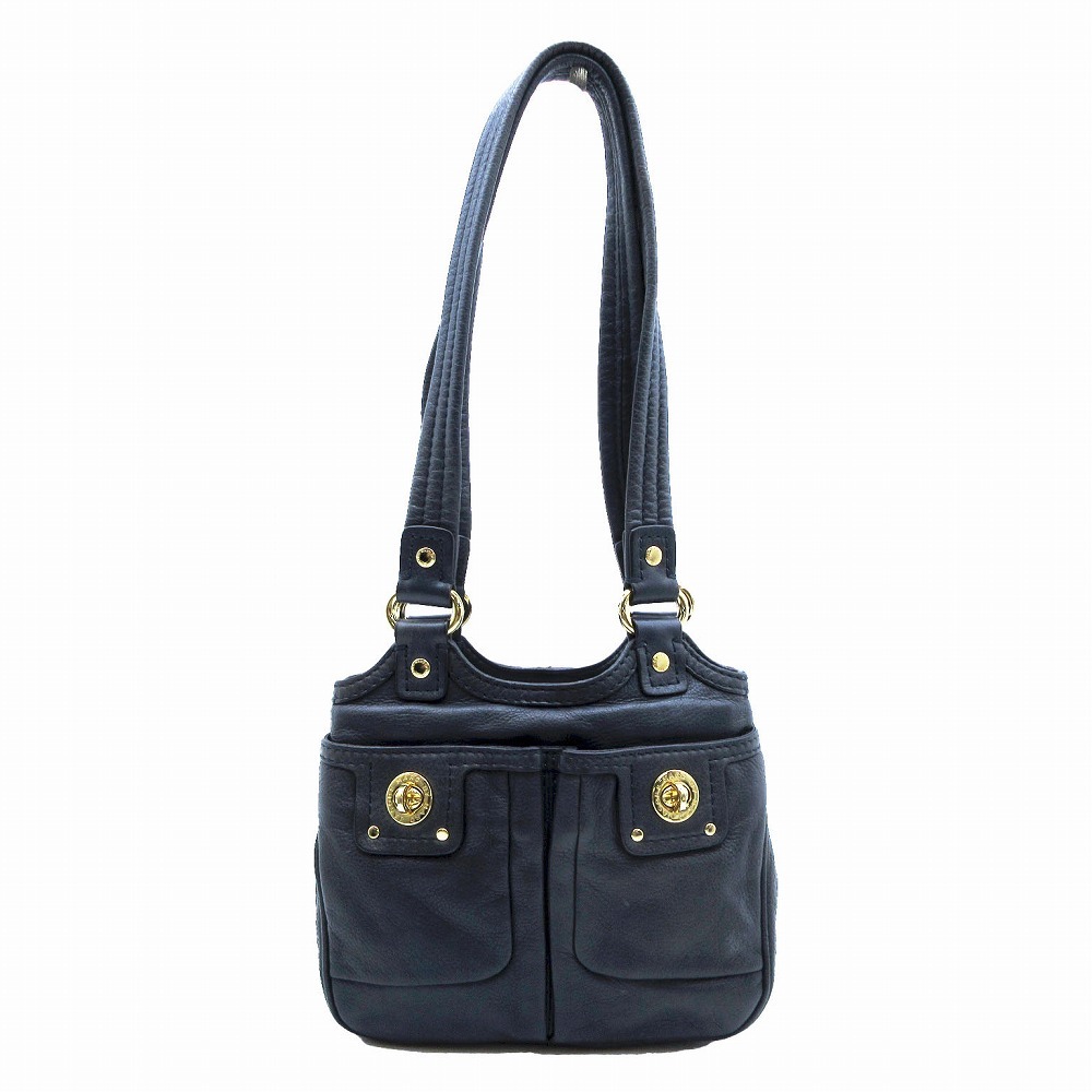 MARC BY MARC JACOBS マークバイマークジェイコブス レザー ショルダーバッグ 肩掛け カバン 鞄 ネイビー レディース 【中古】拍卖