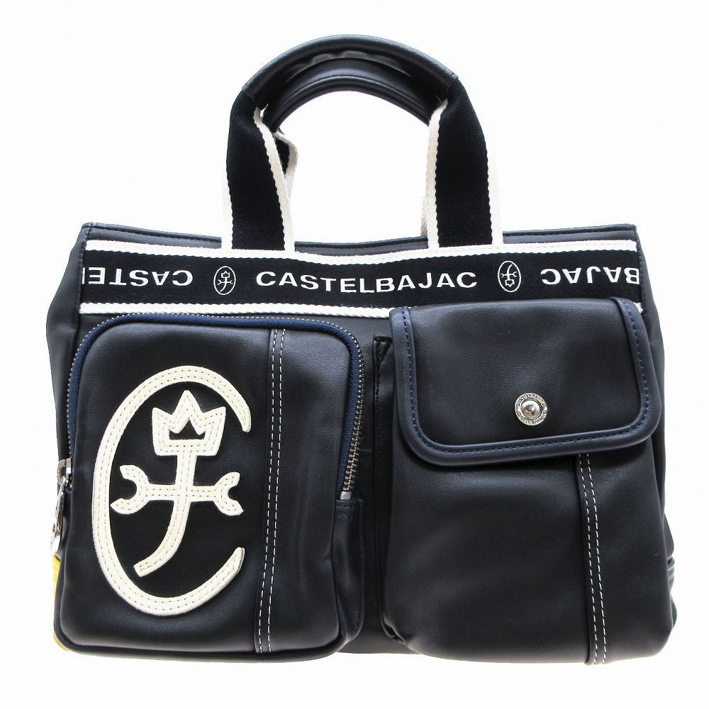 CASTELBAJAC カステルバジャック バッグ ハンドバッグ ロゴ キャンバス フェイクレザー カバン 鞄 ブラック 黒 レディース 【中古】拍卖