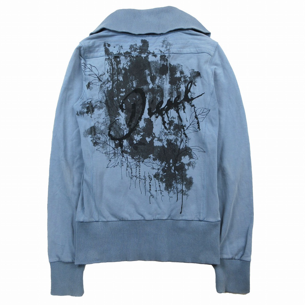 DIESEL ディーゼル リブ スウェット トラック ジャケット ブルゾン バックプリント XS ブルー 青 メンズ レディース 【中古】拍卖