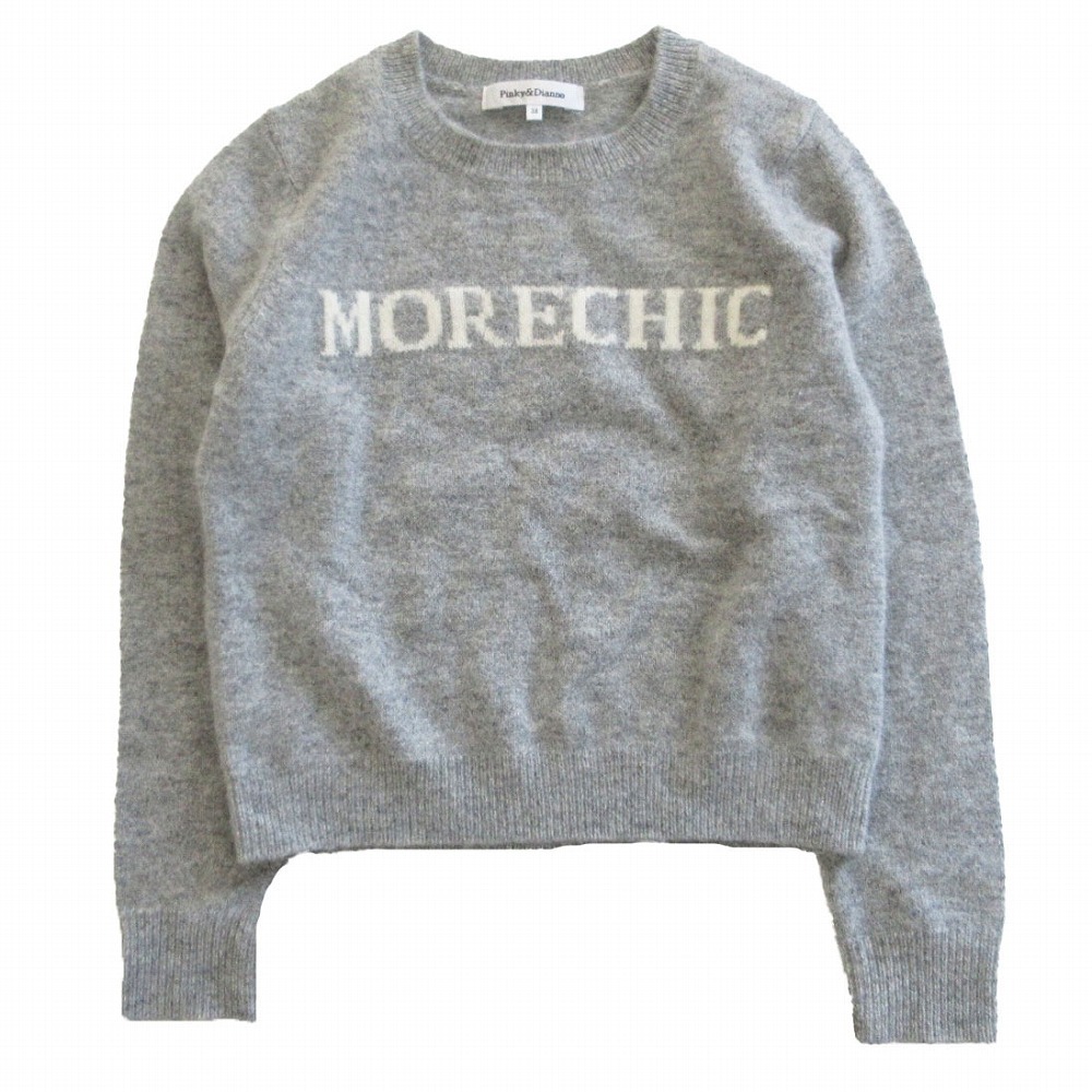 PINKY&DIANNE ピンキーアンドダイアン 031-270063 アンゴラ混 ロゴ ショート丈ニットセーター 長袖 サイズM レディース 【中古】拍卖