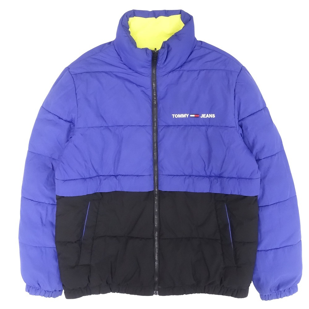トミーヒルフィガー TOMMY JEANS リバーシブル 中綿 ジャケット ブルゾン アウター サイズL ネイビー×イエロー メンズ 【中古】拍卖