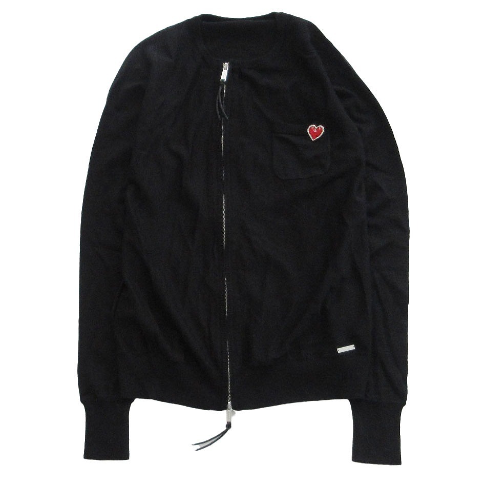 DSQUARED2 ディースクエアード 17AW S75HA0706 S14586 ハート ジップアップ ニット カーディガン 長袖 XS レディース 【中古】拍卖