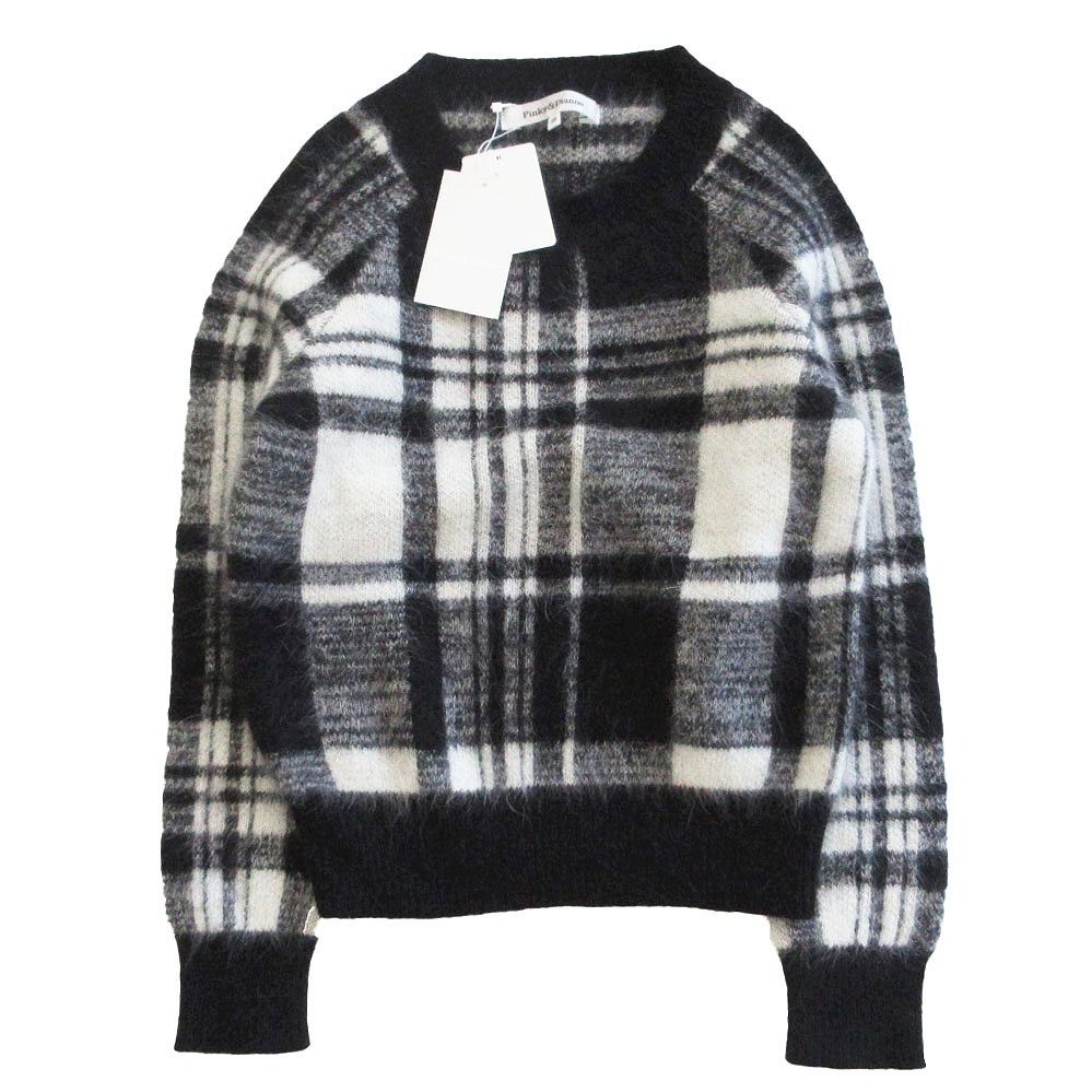 未使用品 PINKY&DIANNE ピンキーアンドダイアン アンゴラ シャギーニット セーター チェック柄 長袖 サイズM レディース 【中古】拍卖