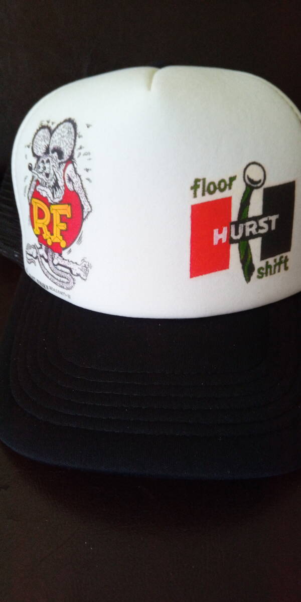 即決★シングルナイロンメッシュキャップ【R.F ラットフィンク HURST 】プリント ブラック&白拍卖
