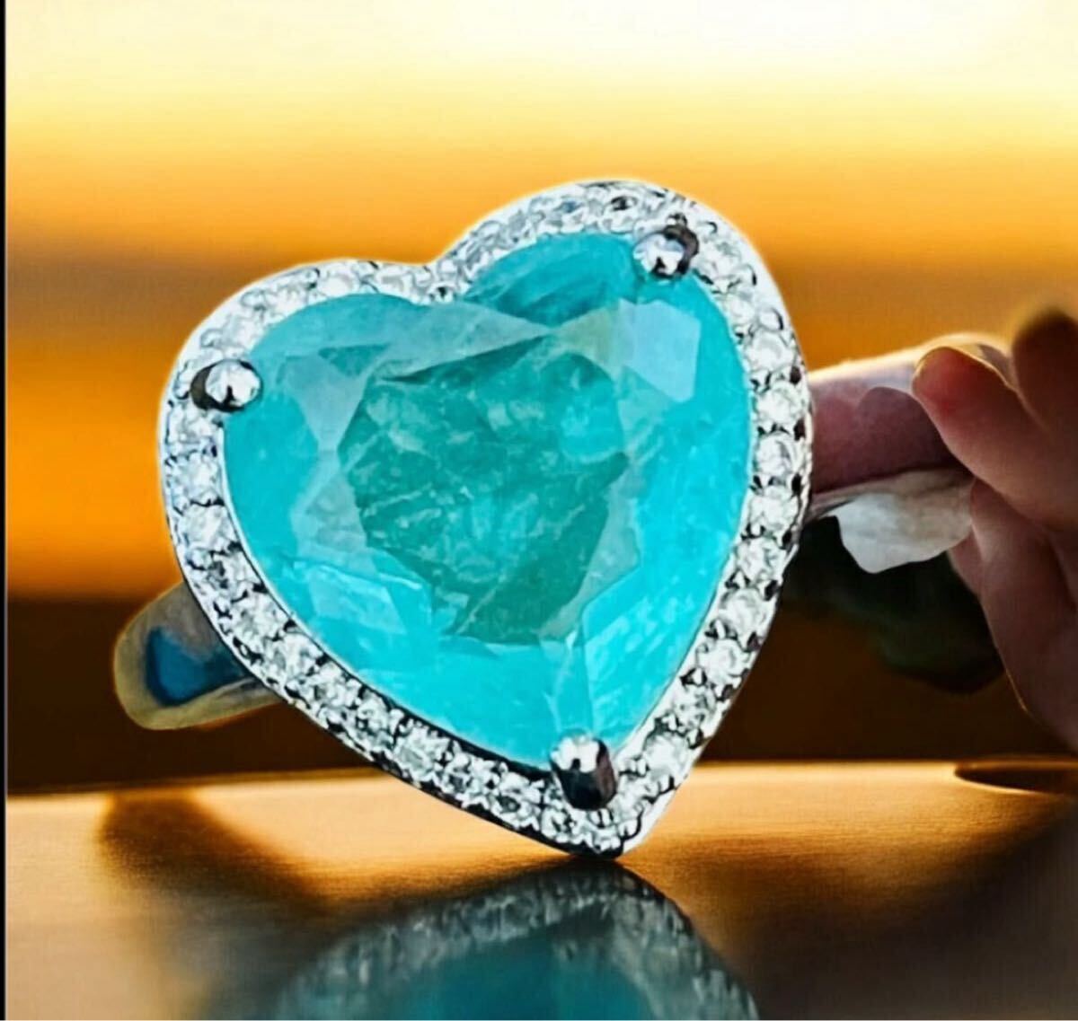 ☆匿名配送☆送料無料☆ハートパライバ トルマリン フリーサイズ12号〜15号位拍卖