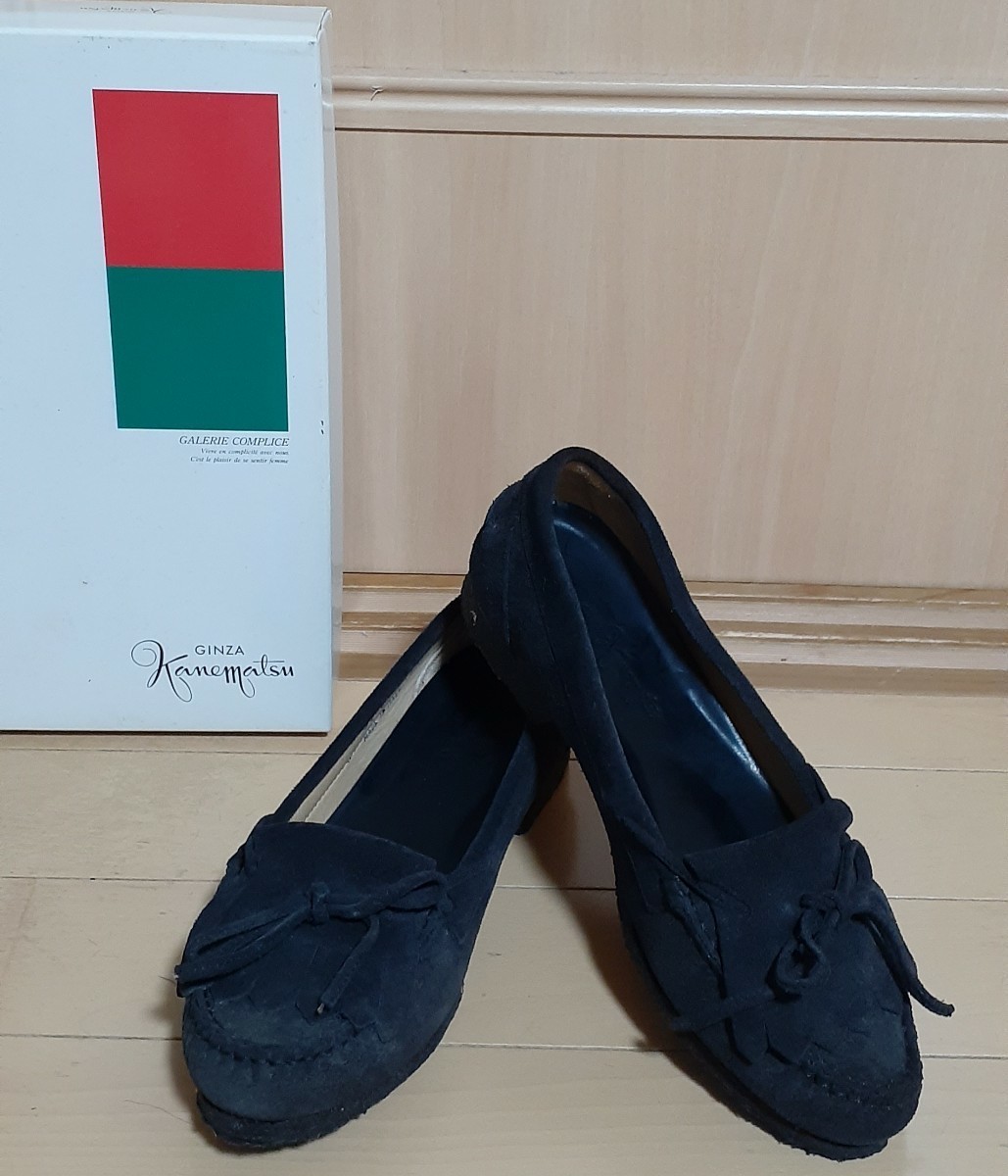 美品 銀座カネマツ モカシン 茶色 37.5 ローファー 24.5 箱あり拍卖