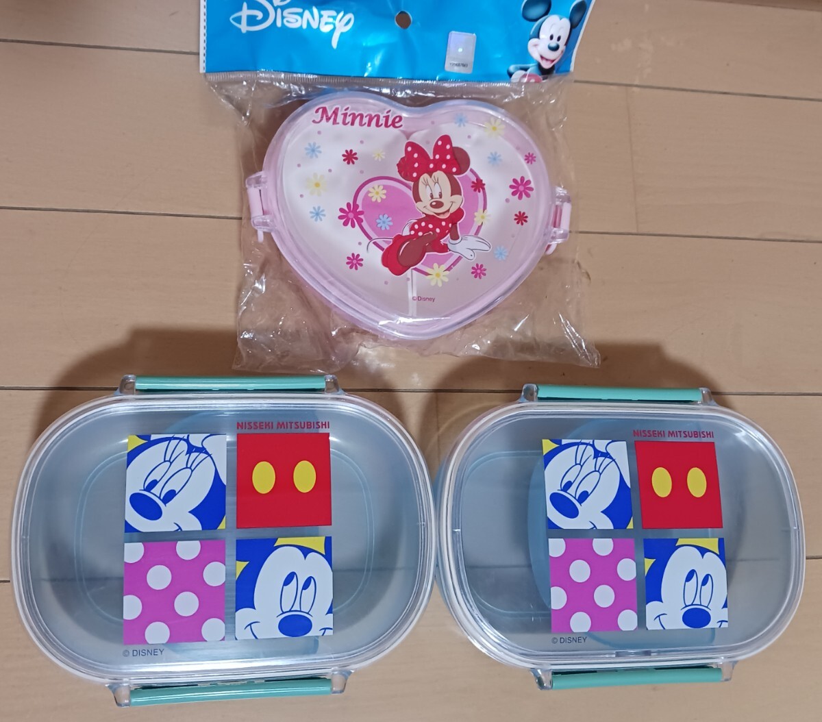 ミッキーマウス 弁当箱 ランチボックス 3個セット ミニーマウス ハート ピンク 水色 ブルー拍卖