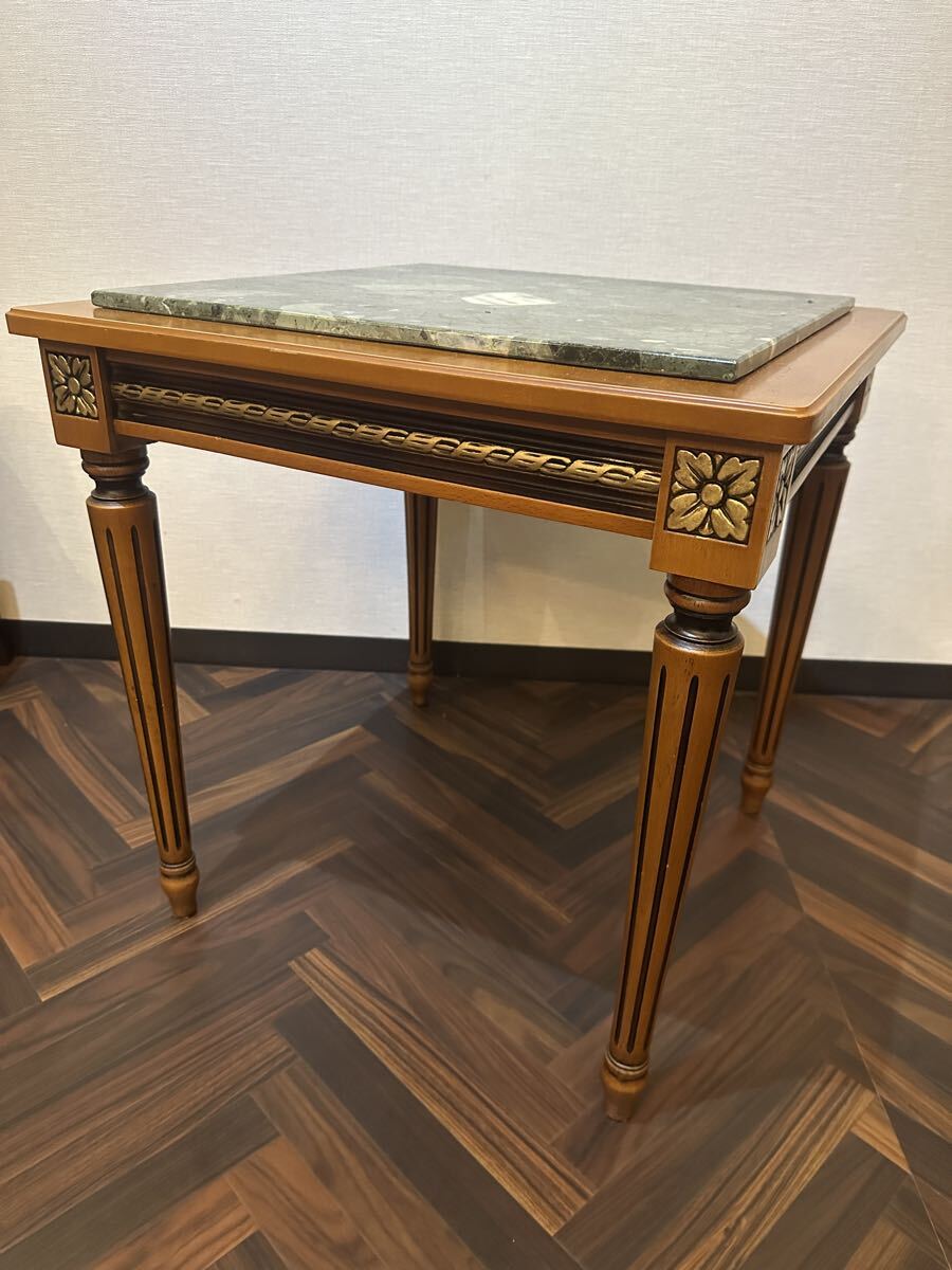 サイドテーブル 飾り台 大理石 花台 アンティーク テーブル クラシック コーヒーテーブル 木製拍卖