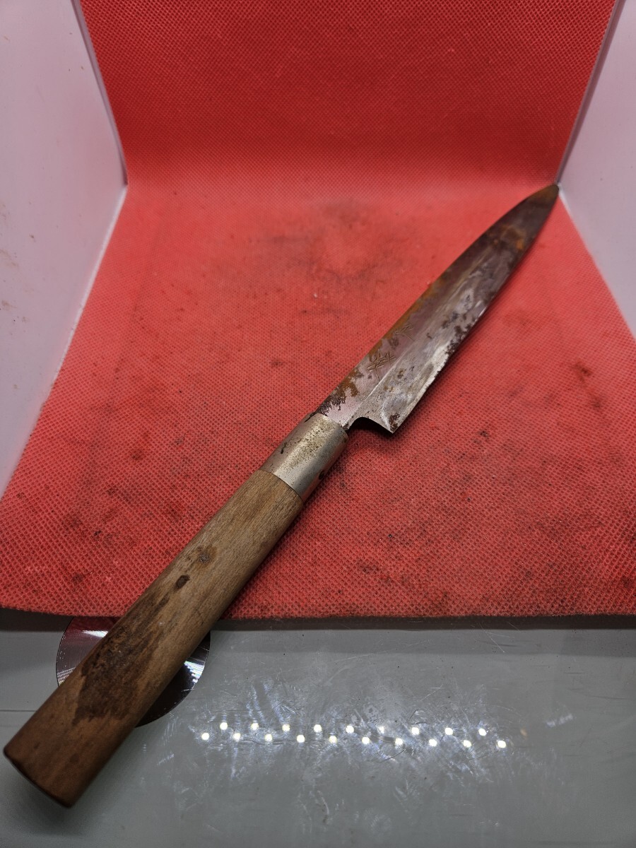 中古銘あり包丁 正澄? 刺身包丁 柳刃包丁 和包丁 全長約33センチ 刃渡り約19.5センチ G2953拍卖