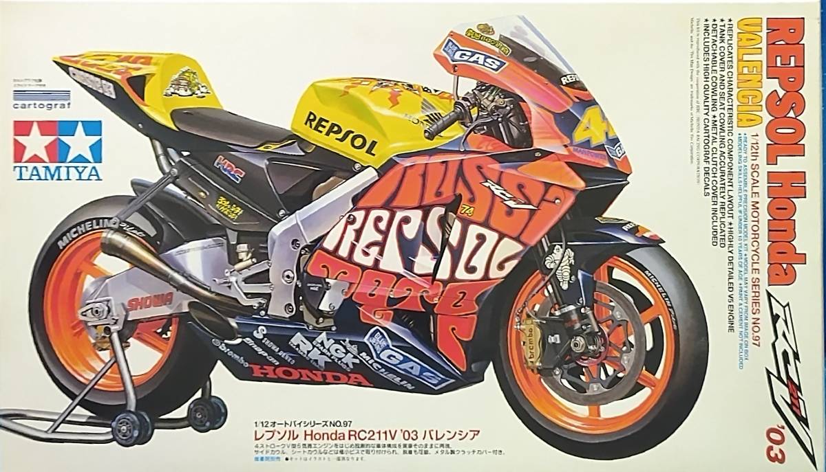 タミヤ 1/12 レプソル ホンダ RC211V '03 バレンシア 仕様 後期型マフラー3本出し 未開封 俺のマシン 旧車會 風林火山 06 nsr500拍卖