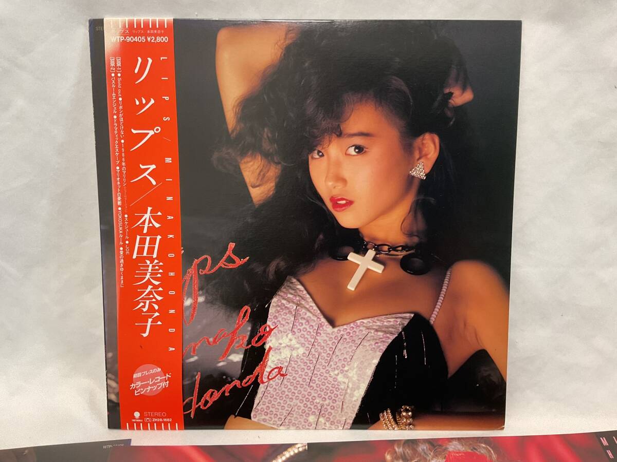 □邦楽LP 本田美奈子/リップス 帯付 ライナー有 ピンナップ有拍卖