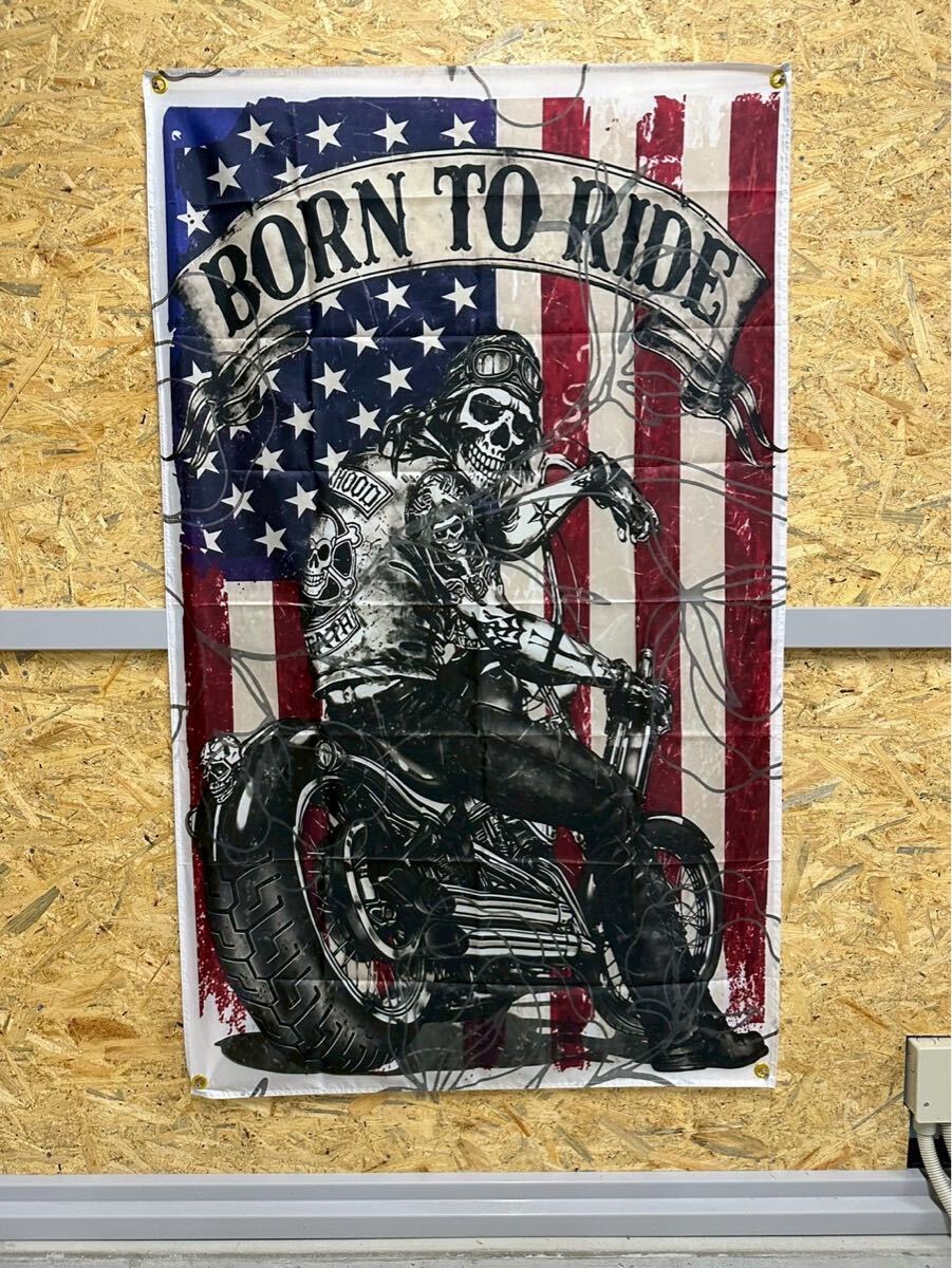 送料無料 150x90cm 1282 特大フラッグ ガレージ装飾 お部屋の装飾 バナー アメリカン ヴィンテージ ルート66 ハーレー ホットロッド アメ車拍卖