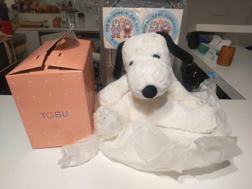 未使用★廃番★昭和レトロ★日本製★雛形 五月人形 吉徳 製品★80年代★東武デパート SNOOPY スヌーピー ぬいぐるみ 人形★贈り物 犬 DOG拍卖