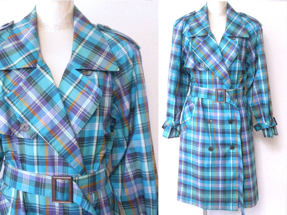 レトロ 古着 チェック柄 薄手 秋コート★昭和 ヴィンテージ vintage クラシカル モード コート拍卖
