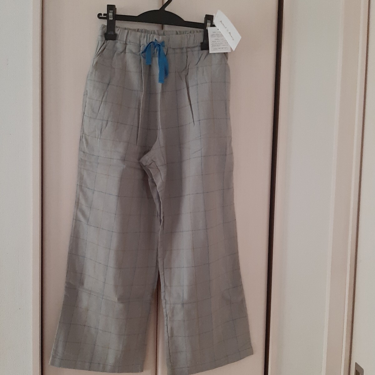 新品【Mサイズ】スウェット ボトムス レディース 長ズボン ルームウェア グレー チェック パジャマ 下 綿100% コットン 送料無料拍卖