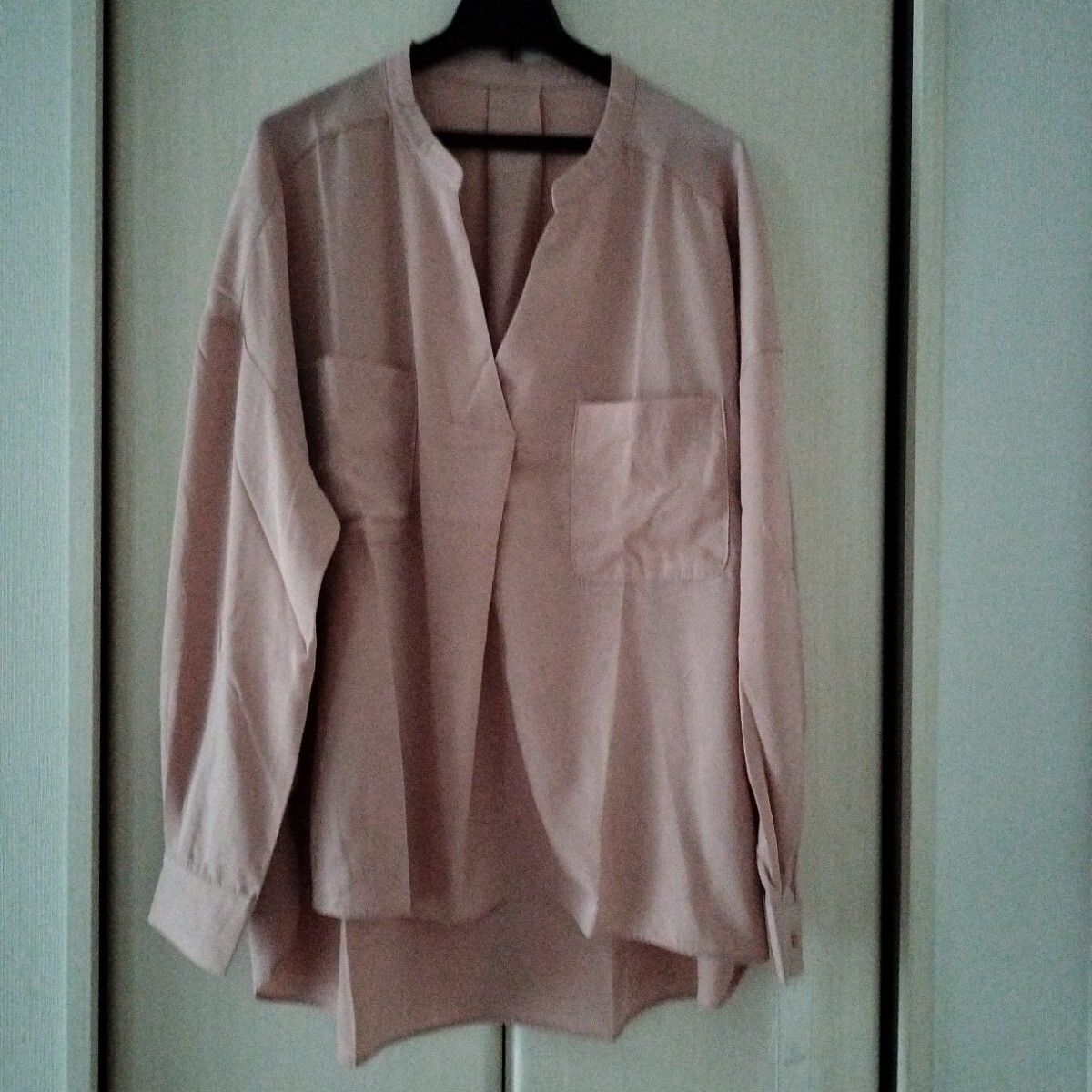 新品【Lサイズ】ベルメゾン 千趣会 NAUWCLOSET ナウクローゼット レディース ブラウス シャツ 長袖 ピンク Vネック 送料無料匿名配送拍卖