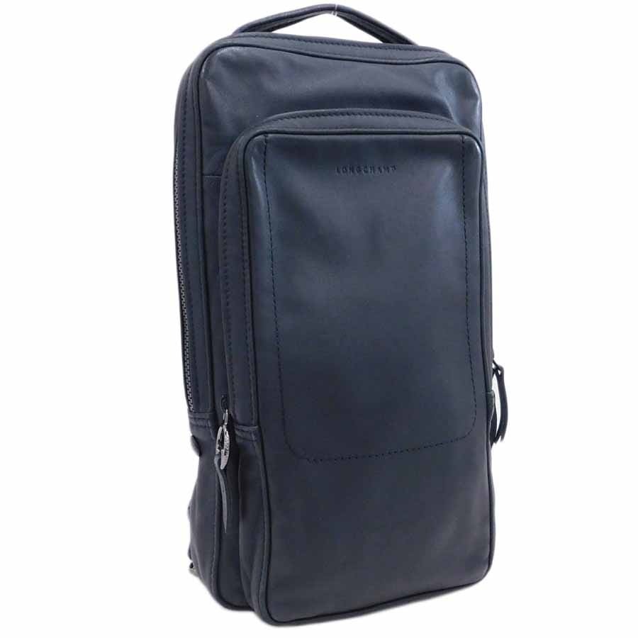 ロンシャン ボディバッグ L1328969001 ブラック系 レザー シンプル 無地 LONGCHAMP拍卖