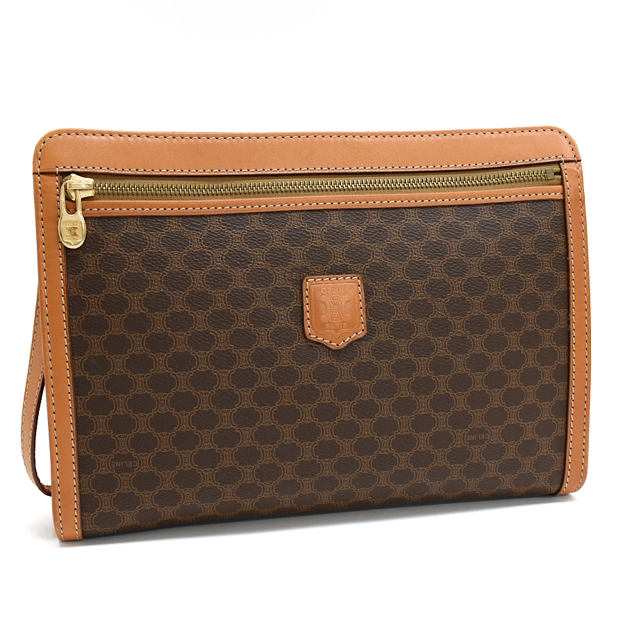 セリーヌ クラッチバッグ セカンドバッグ マカダム PVC レザー ブラウン CELINE拍卖