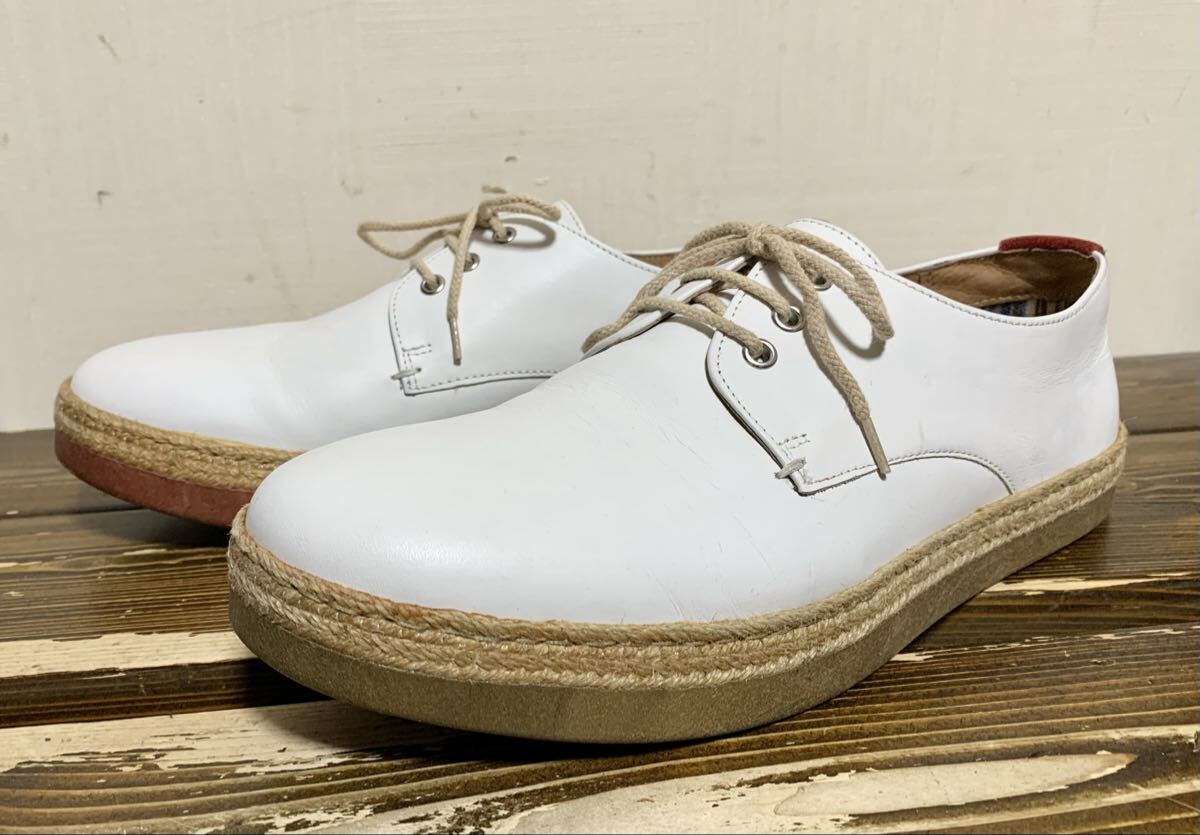 極上:ステファノロッシ.レザー プレーントゥ シューズ 28(白/上質.牛革/スニーカー/ラバーソール/ウォーキング/regal madras type)拍卖