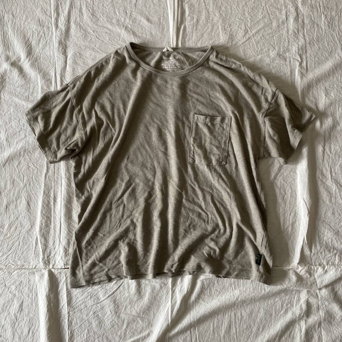 *gohemp ワイドポケットTee/ゴーヘンプ Tシャツ Mサイズ ベージュ サンドストーン拍卖