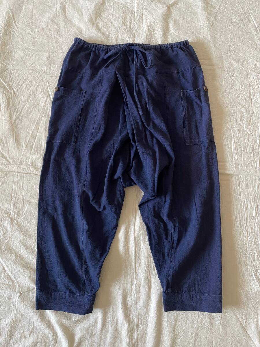 *MALAIKA コットン タイパンツ/マライカ タイ製 USED サルエルパンツ 8分丈 フリーサイズ ユニセックス ネイビー拍卖