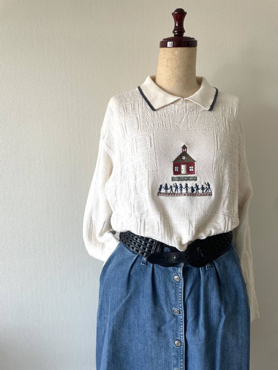 *US古着 襟付き コットンセーター/レディースM-L USED トップス拍卖