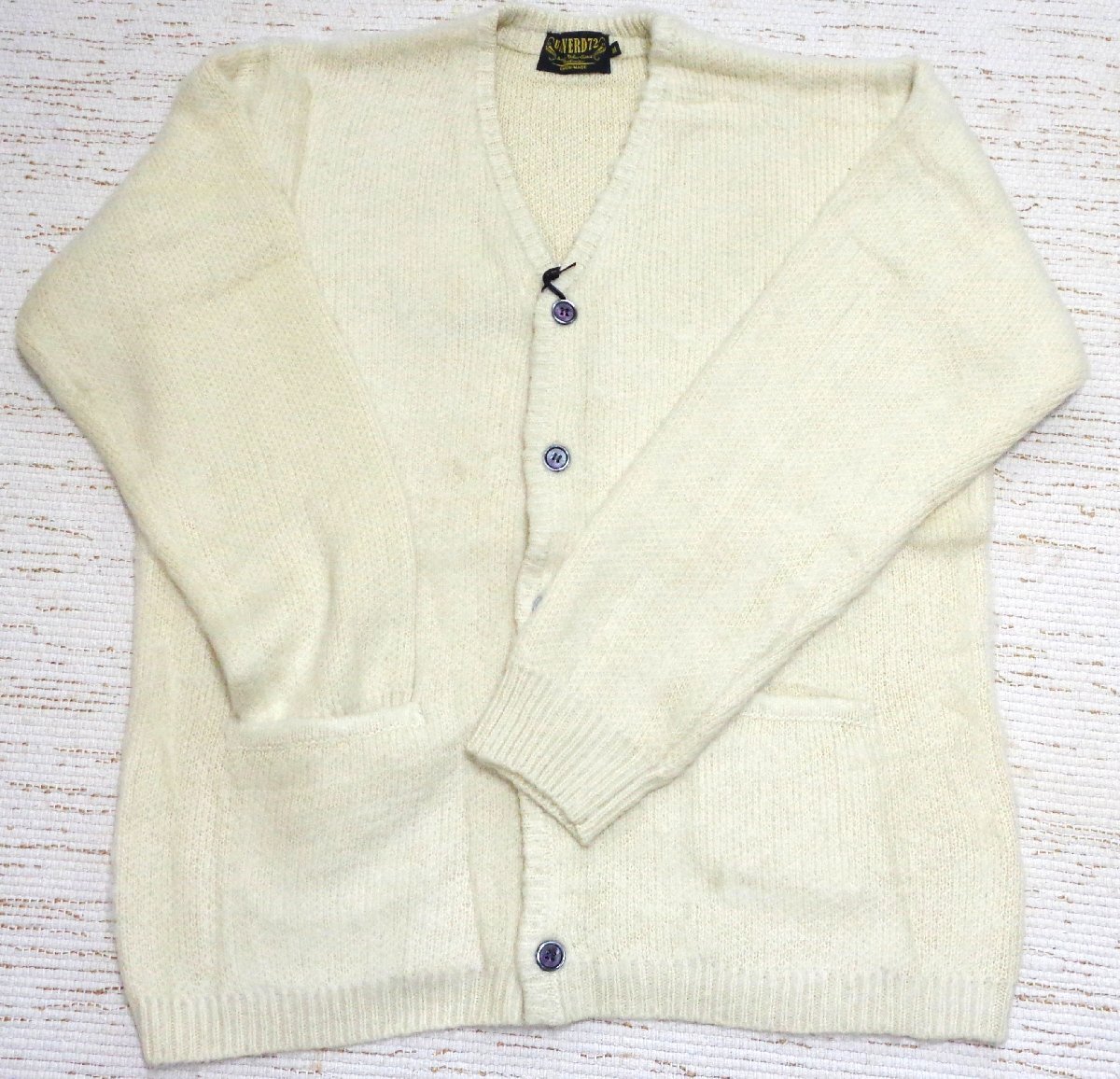 送料無料 UNIVERD72 ユニバード72 モヘアタッチ 起毛 カーディガン ニット オフホワイト M 22326 HOUSTON メンズ 人気拍卖