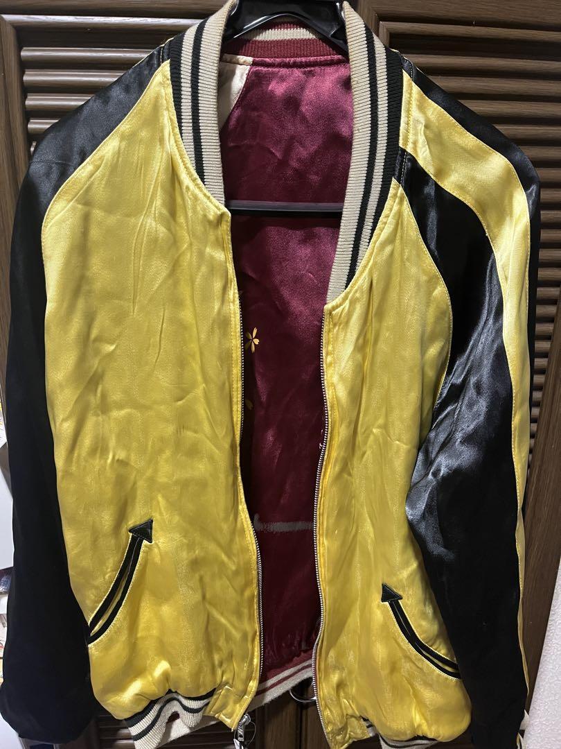 雅結×花の慶次 スカジャン リバーシブル ワインレッド・イエロー Mサイズ拍卖