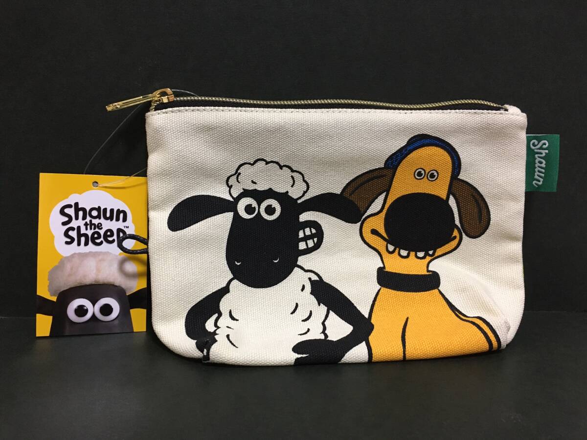 ひつじのショーン コットンポーチ☆彡 ショーン&ビッツアー☆ Shaun the Sheep 30years マルチケース 新品 スモール・プラネット拍卖
