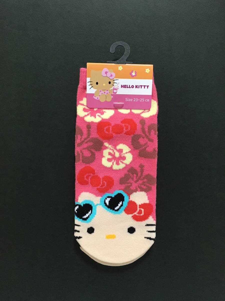 SANRIO/サンリオ ソックス☆彡 ハローキティ ハイビスカス☆ ピンク 23~25cm 靴下 新品 ナイガイ HELLO KITTY拍卖