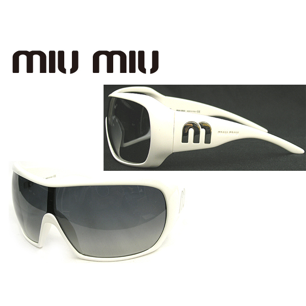 $ 新品 $ ケース付き 激レア♪■ miumiu ■ ミュウミュウ ■ mロゴ入り ■ 眼鏡・ サングラス ■ 白 ホワイト ■ イタリア製■ 送料無料拍卖