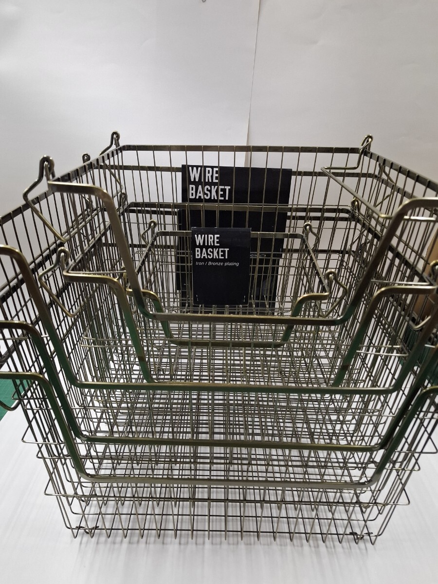 スタッキング ワイヤーバスケット ブロンズ アンティーク風 ゴールド 6個セット インテリア 収納 什器 金属製 ポッシュリビング 新品含む拍卖
